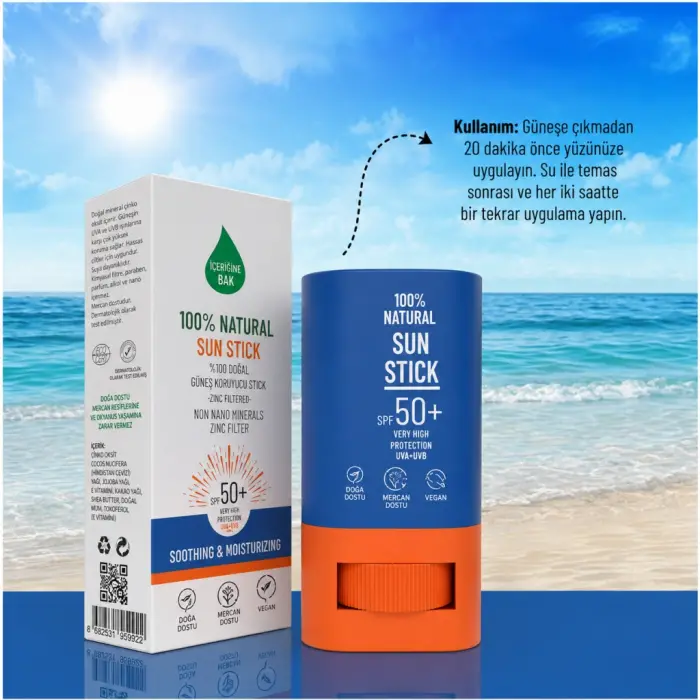 %100 Doğal Natural Sun Stick SPF50+ 15 Gr