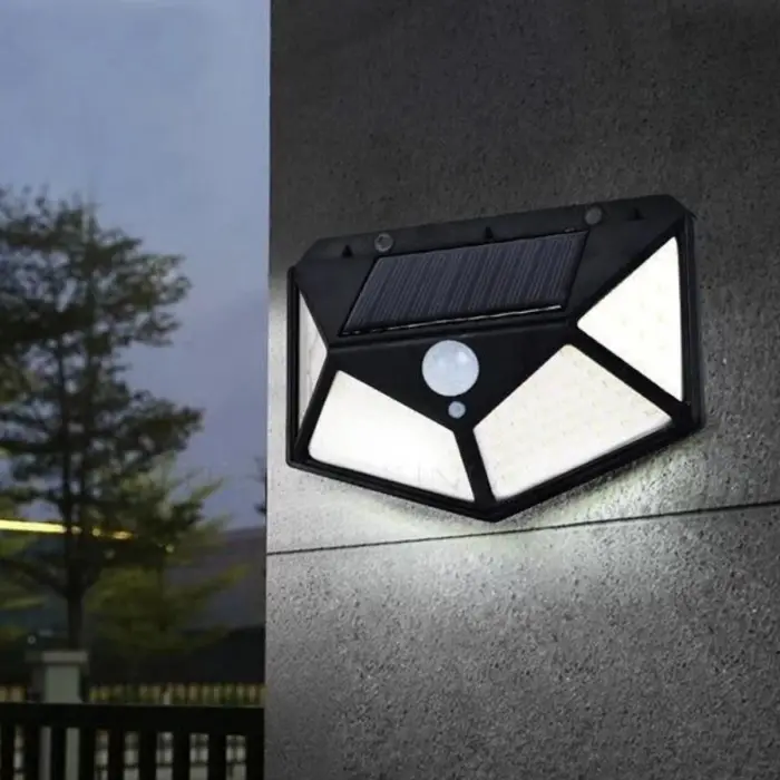 100 Ledli 3 Farklı Aydınlatma Ayarlı Solar Güneş Enerjili Hareket Sensörlü Bahçe Duvar Lambası Bx40