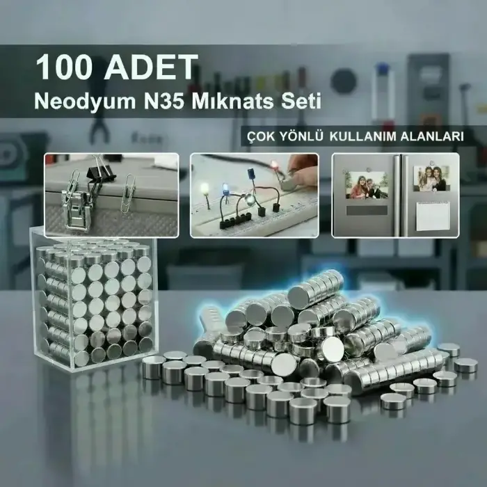 100 lü 8x3mm Yuvarlak Neodyum Mıknatıs