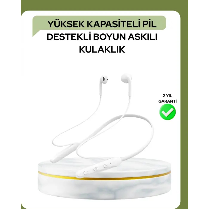 100 Saat Pil Ömrü Boyun Askılı Bluetooth Kablosuz Kulaklık