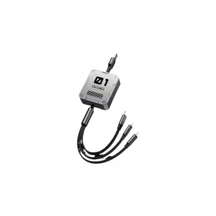 100w Geri Çekilebilir Makaralı Çoklu Şarj Kablosu Alüminyum Kutu Lightning Micro Type-c Şarj Kablosu