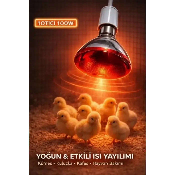 100W Isıtıcı Ampul Kırmızı Isı Lambası Civciv Kümes Kuluçka E27 Duy Isıtma Ampulü