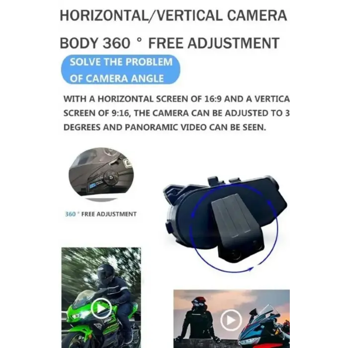 1080P Video Kayıt Özellikli, Su Geçirmez ve Bluetooth 5.4 Motorcu Interkom Kulaklığı