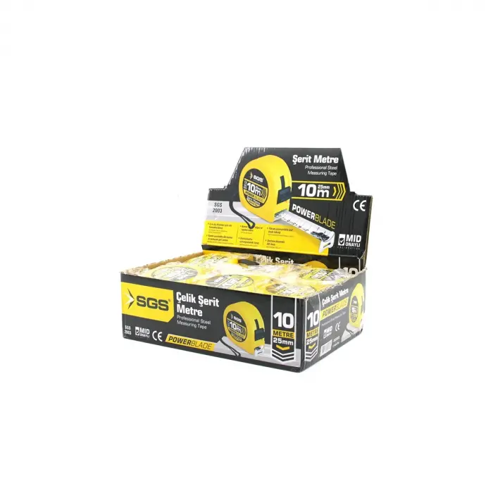 12 Adet 10mt X 25mt Stoplu Şerit Metre Bx40