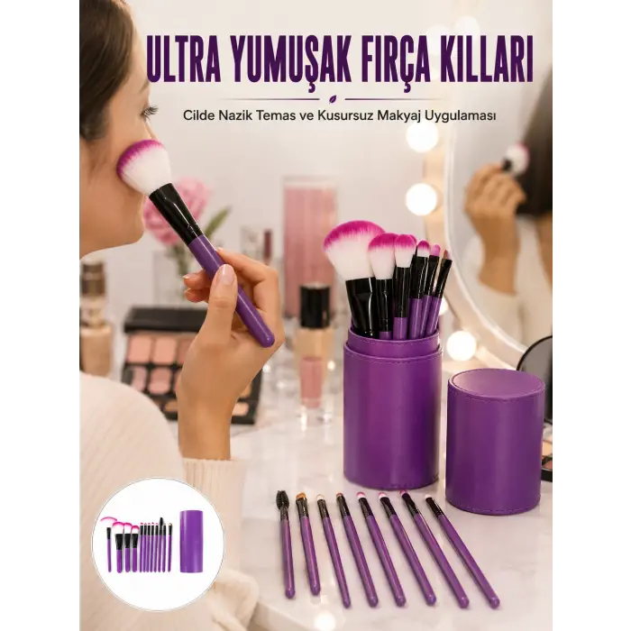 12 PARÇA PROFESYONEL MAKYAJ FIRÇA SETİ