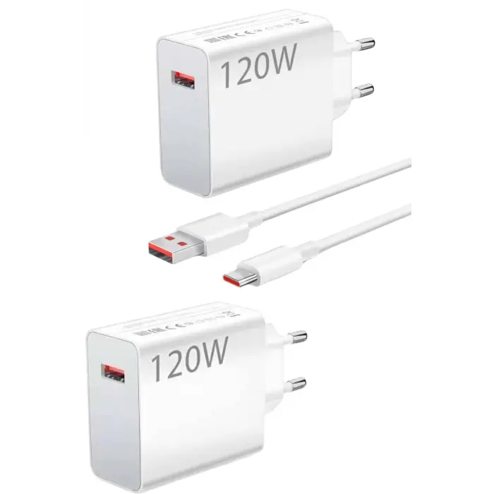 120 Watt Turbo Hızlı Şarj Aleti Seti Hızlı Şarj Adaptörü Beyaz