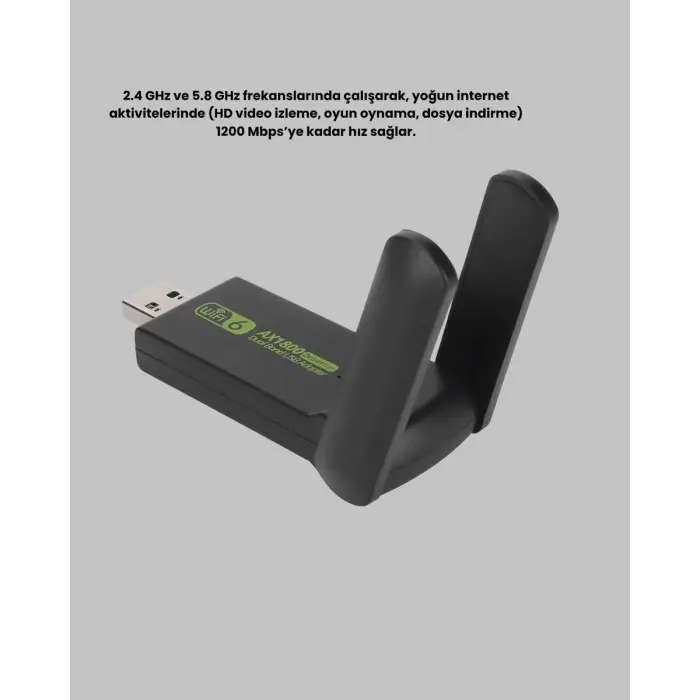1200 Mbps Dual Band WiFi Adaptör – 5.8G & 2.4G Çift Antenli
