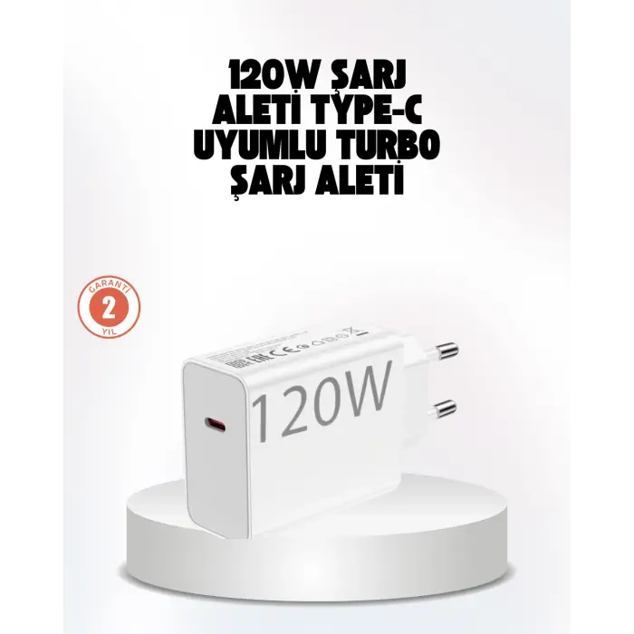 120W Güçlü Hızlı Şarj Adaptörü ve Type-C Kablo Seti – Güvenli Şarj Teknolojisi