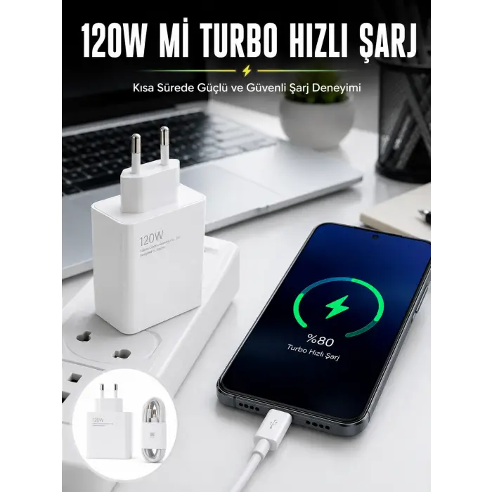 120W Şarj Aleti Type-C Uyumlu Turbo Şarj Aleti Yeni Nesil