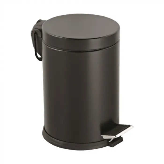 12lt Siyah Pedallı Metal Çöp Kovası Bx40