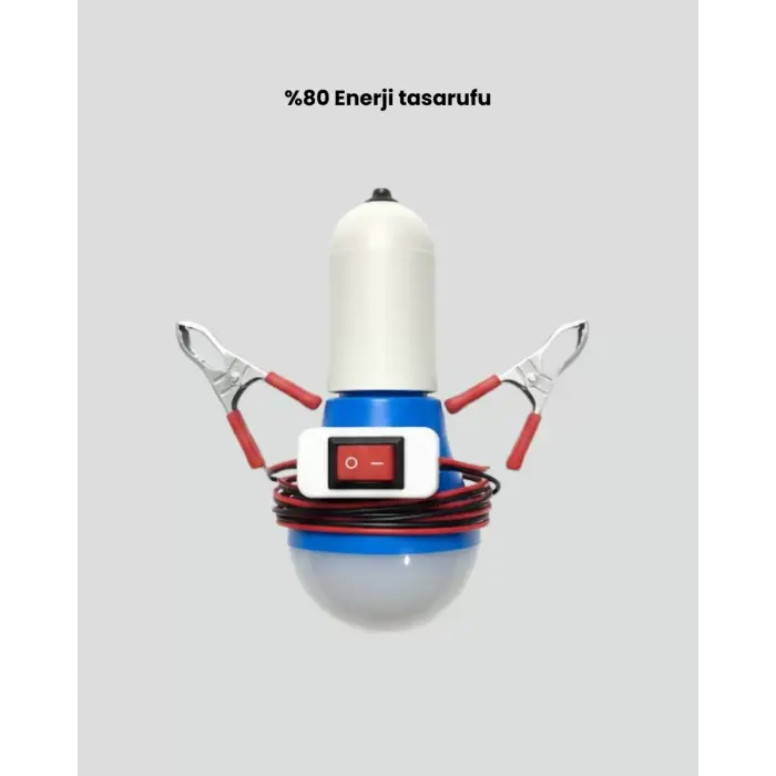 12V LED Ampul Timsah Kıskaçlı Taşınabilir Aydınlatma