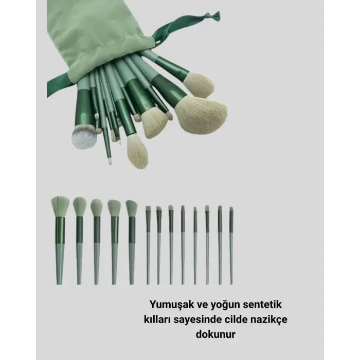 13 Parça Makyaj Fırça Seti – Ergonomik Dökülme Yapmayan Taşınabilir