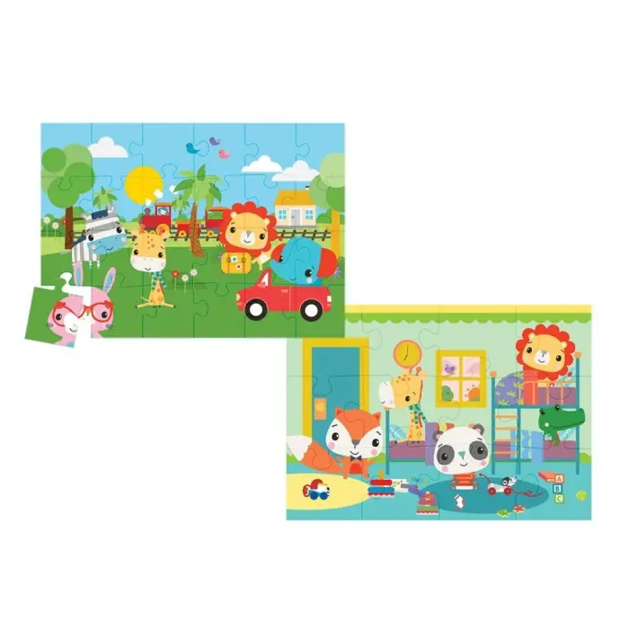 13406 NessiWorld NessiWorld Baby Puzzle - Railway & Bedtime / 12+24 Parça Puzzle / +4 yaş