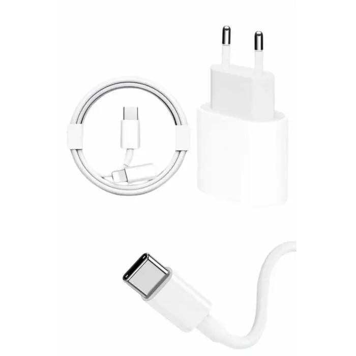15/Pro/Pro Max 20W İOS Uyumlu Hızlı Şarj Aleti Adaptörlü Beyaz