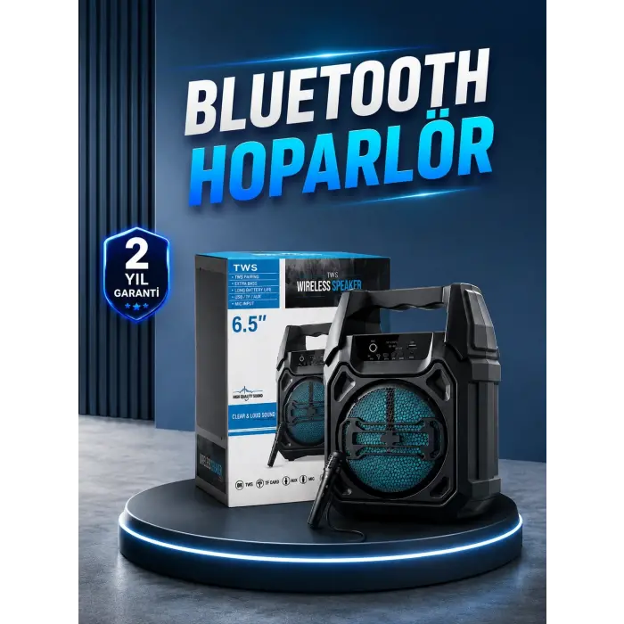 15W Güçlü Ses Çıkışlı Bluetooth Hoparlör FM Radyo ve Mikrofon Destekli