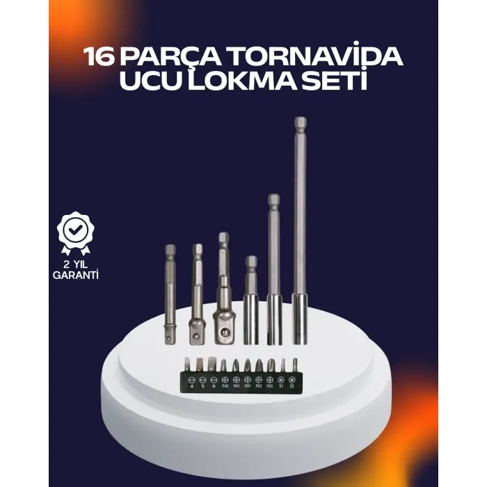 16 Parça Usta İşçilik Bits Takımı Vida Sökme Takma Set