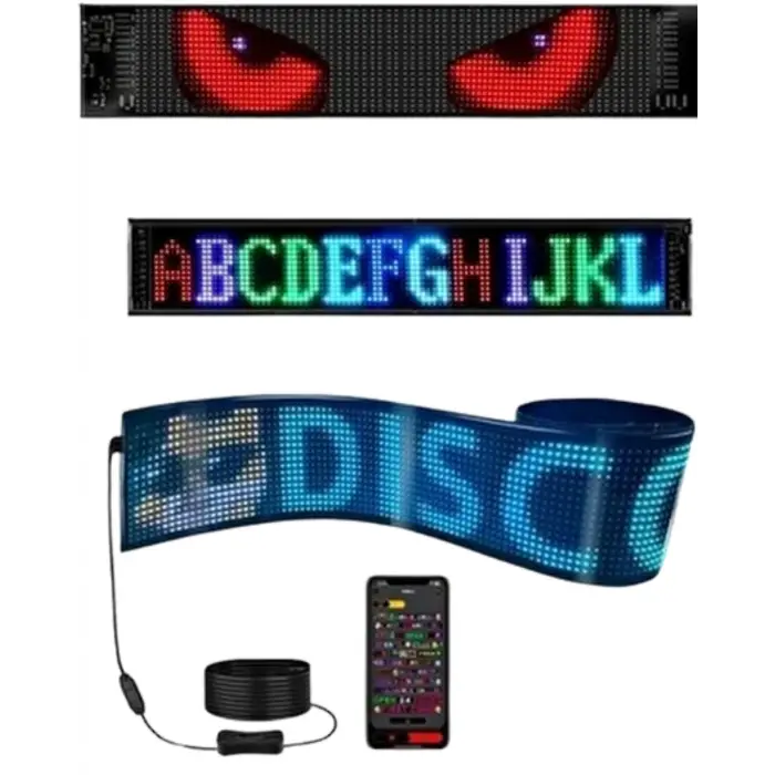16x96 LED Yazı Paneli 60 cm Esnek RGB Işıklı Programlanabilir Ekran