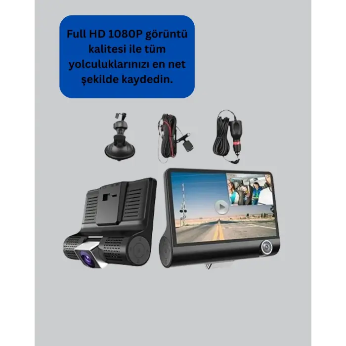170° Geniş Açılı Araç Kamerası – 4.0” IPS Ekranlı Full HD DVR