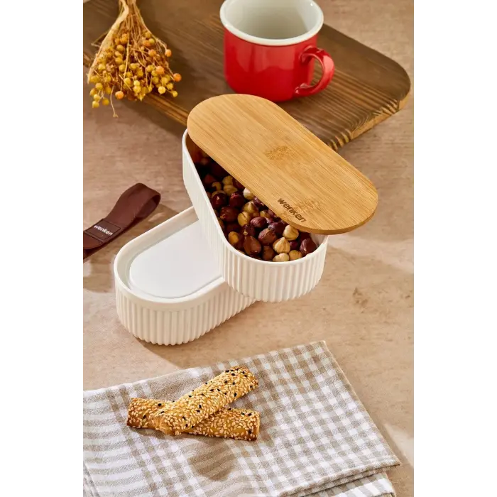 2li 1000ml Ahşap Kapaklı Lunch Box Set Bambu Diyet Yemek Kabı Saklama Kutusu Öğle Yemeği Kutusu
