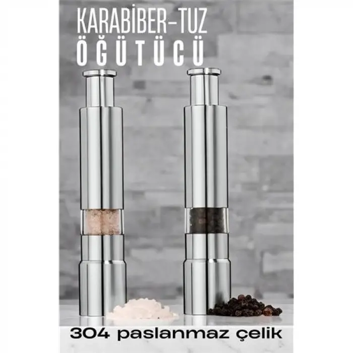 2li Karabiber Tuz Öğütücü Profesyonel 304 Paslanmaz Çelik Manuel Baharat Değirmeni 720252