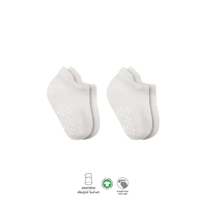 2Li Sneakers Kaymaz Basic Penye Çorap 20103 Ekru Ekru