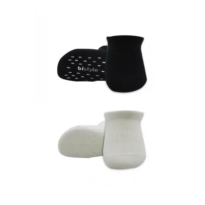 2Li Sneakers Kaymaz Basic Penye Çorap 20103 Siyah Ekru