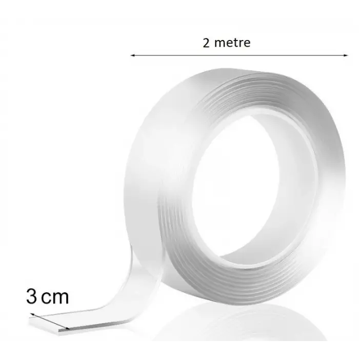 2 metre 2 cm Çift Taraflı Şeffaf Bant