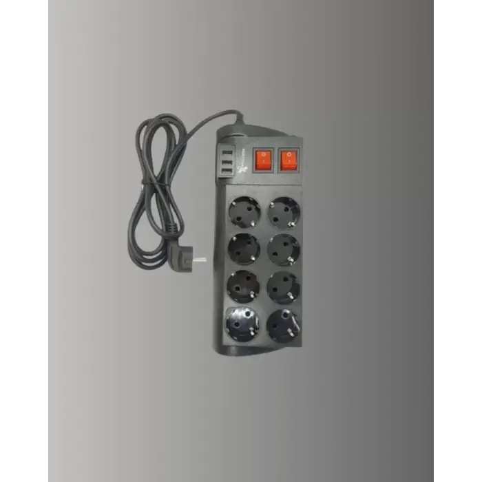 2 Metre Güçlü Çoklu Priz 8 Soket Yeni Nesil