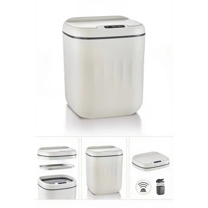 20 Litre Hareket Sensörlü Akıllı Çöp Kovası Beyaz