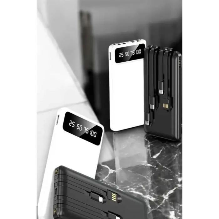 20.000 Mah Led Işıklı LCD Ekran USB Girişli Type-C Lightning Powerbank Yeni Nesil