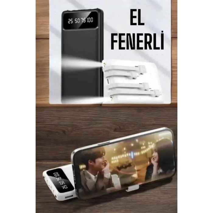 20.000 Mah Led Işıklı LCD Ekran USB Girişli Type-C Lightning Powerbank Yeni Nesil
