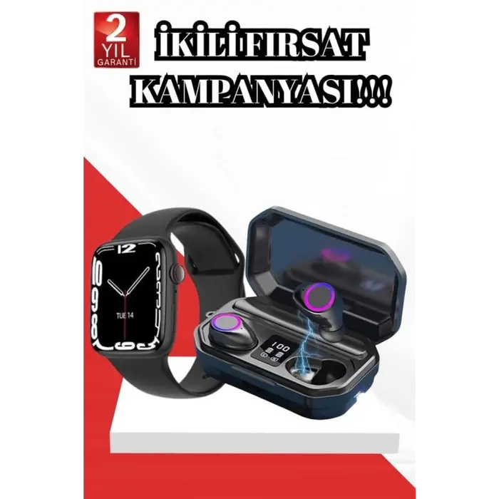2025 Model Akıllı Saat ve Bluetooth Kulaklık 5.0 Bluetooth Bağlantılı Dokunmatik Ekran