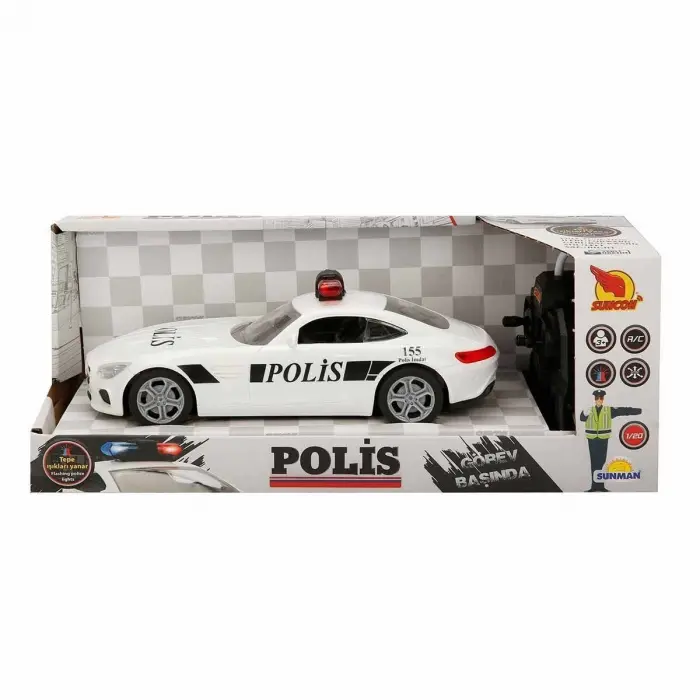 20357 Uzaktan Kumandalı Suncon Işıklı Polis Arabası 21 cm - 1 Adet Stokta Olan Gönderilir