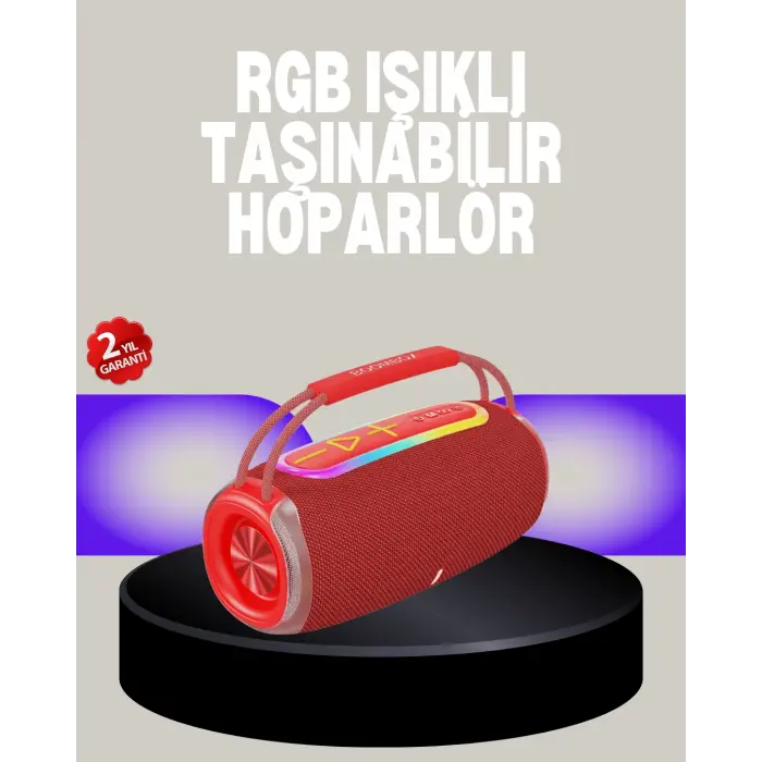 20W Kablosuz Bluetooth Hoparlör RGB Işık Efektli USB/SD/AUX Destekli