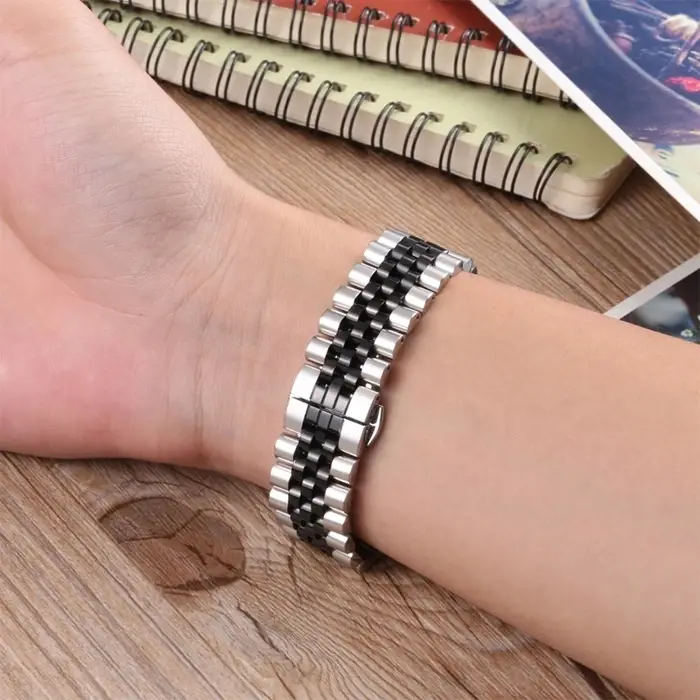 22MM Gear S3 Watch 4 -GT2 GT2E 46MM KayışKordon Seramik Paslanmaz Çelik-(5775)