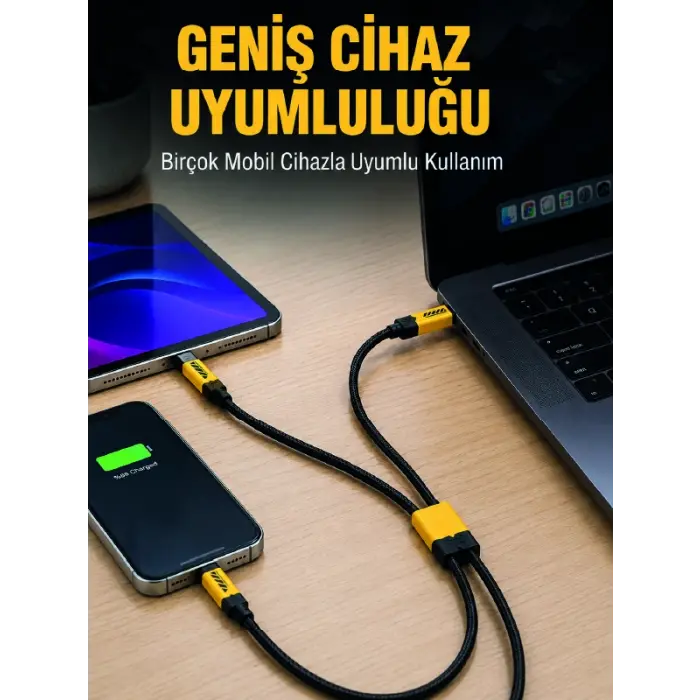 240W Çoklu Şarj Kablosu Type-C Lightning Micro USB Örgü Kablo
