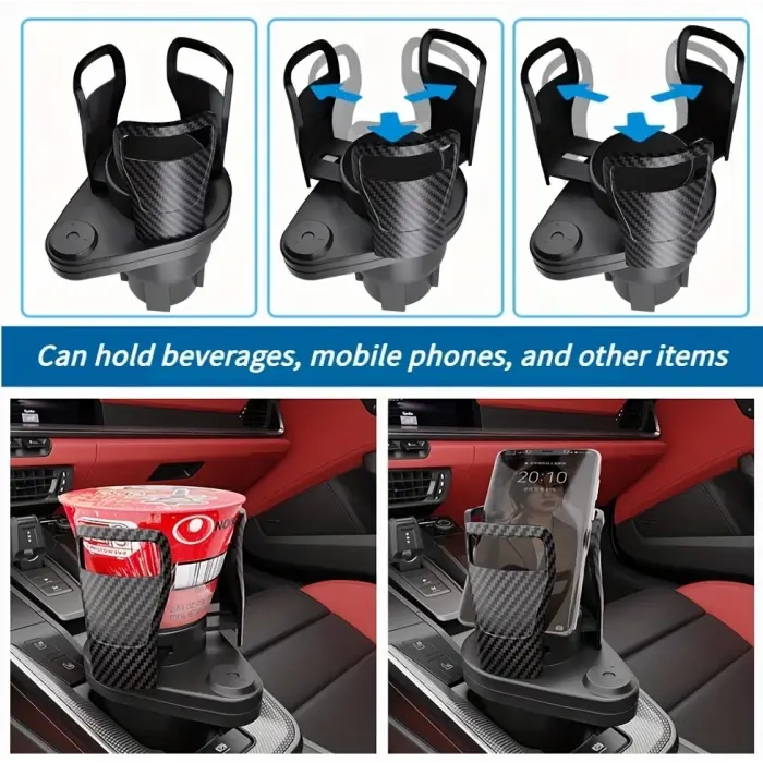 2’si 1 Arada Ayarlanabilir Araç Bardak Tutucu, Genişleyebilir Üst Kısım 3”-6.2”, Şişe Adaptörü, Araba Organizatörü, Dayanıklı Taban, Ramblers Hydroflask Uyumlu, Modern Araç Düzenleyic