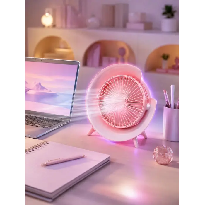 3 Hız Ayarlı USB Şarjlı RGB Masa Fanı