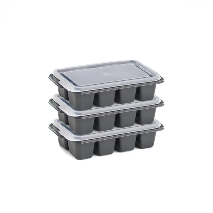 3lü Mini Buz Kalıbı - Küp Şekilli - Kapaklı - Plastik