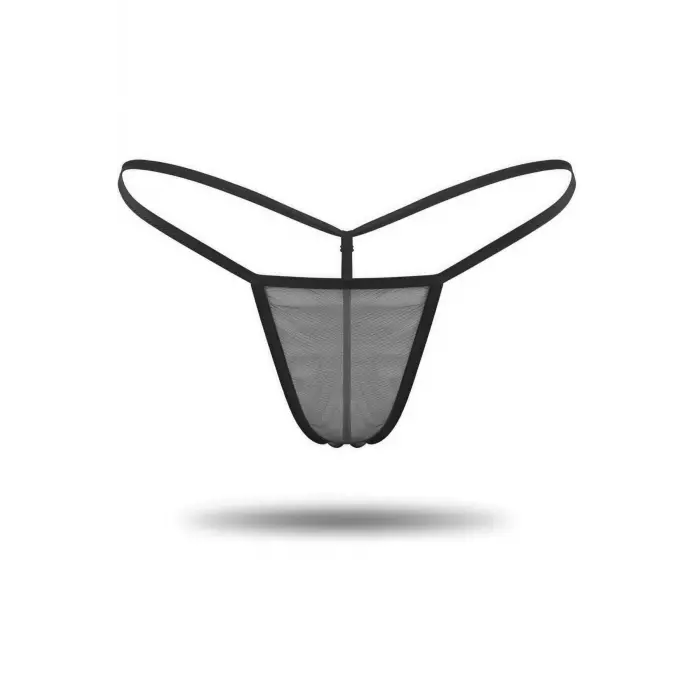3lü Renkli Transparan Tül String Tanga