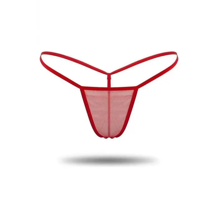3lü Renkli Transparan Tül String Tanga
