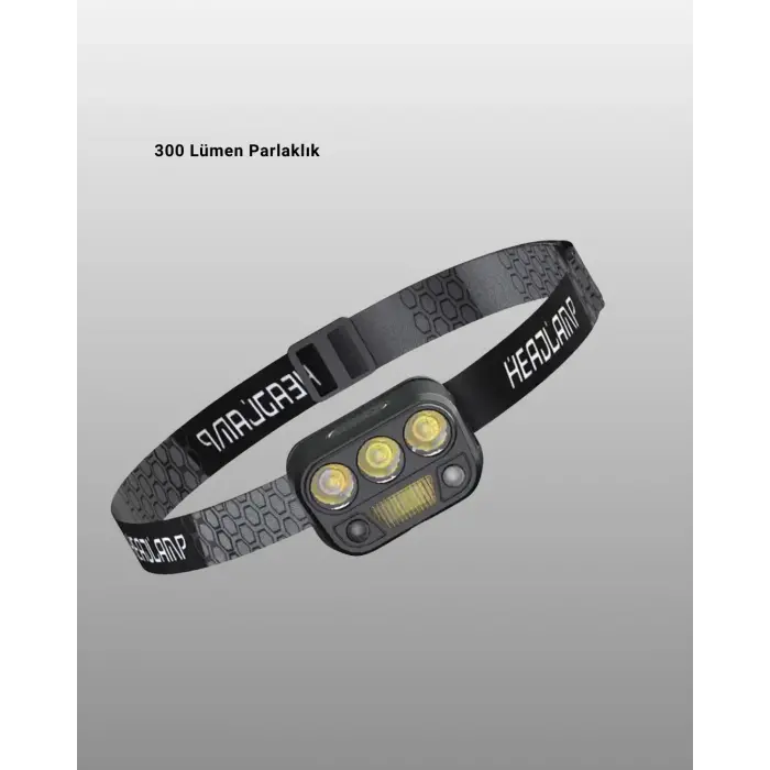 300 Lümen Sensörlü LED Kafa Lambası USB Şarjlı SOS Modlu