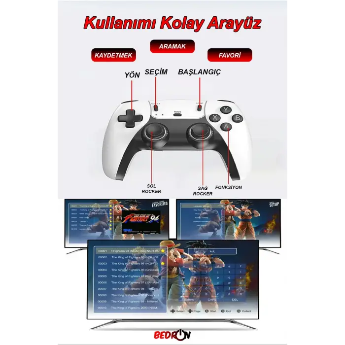30.000 Oyun Yüklü, PS5 Kollu, 2.4G Kablosuz Çift Kumandalı Retro Oyun Konsolu Stick