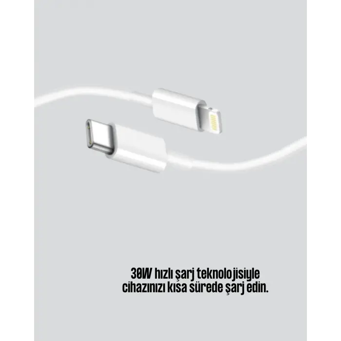 30W Type-C Lightning Hızlı Şarj Kablosu 1.2m iPhone Uyumlu
