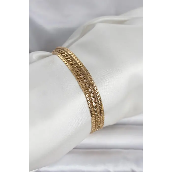 316L Çelik Gold Renk 3lü Kadın Bileklik
