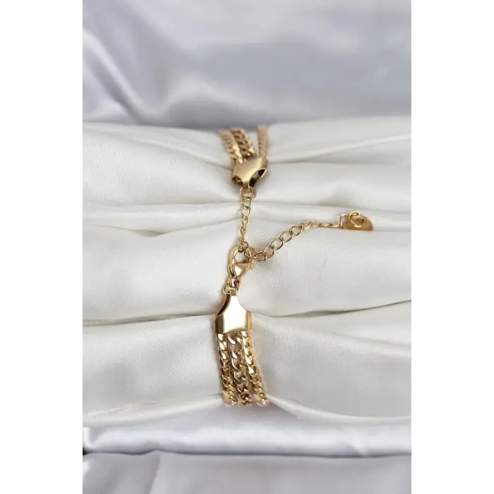 316L Çelik Gold Renk 3lü Kadın Bileklik 5886