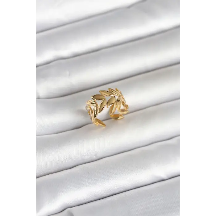 316L Çelik Gold Renk Başak Figür Kadın Yüzük