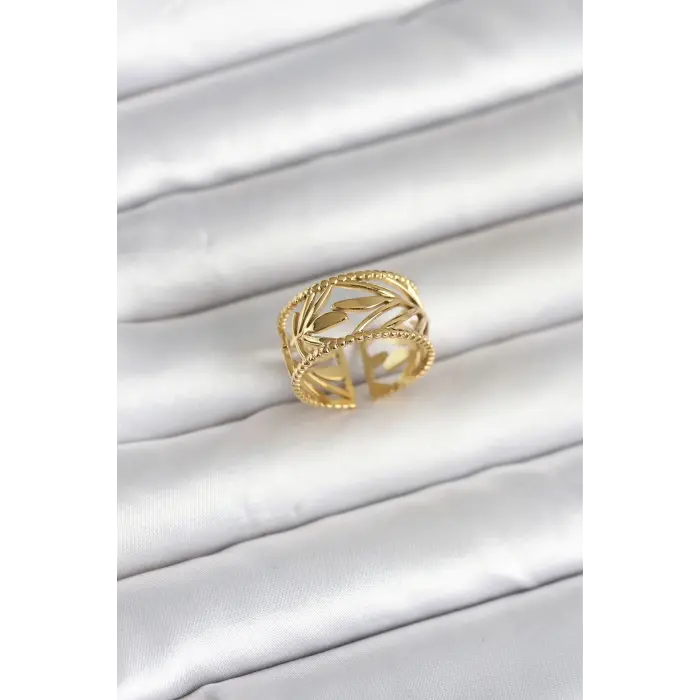 316L Çelik Gold Renk Başak Model Kadın Yüzük