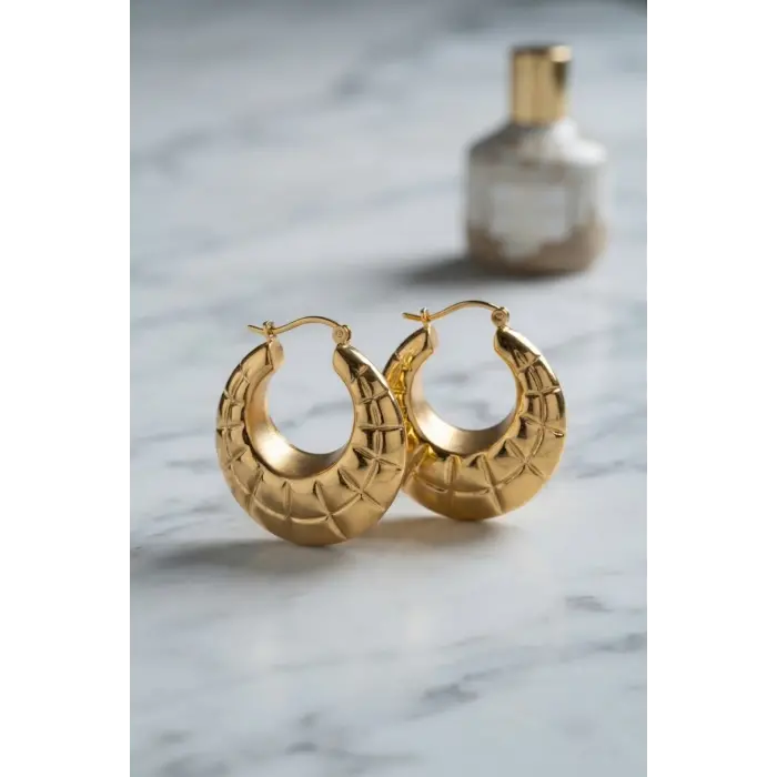 316L Çelik Gold Renk Bohem Halka Model Küpe