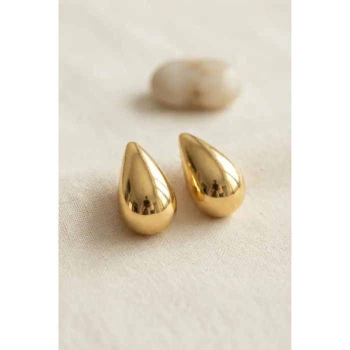 316L Çelik Gold Renk Damla Model Küpe